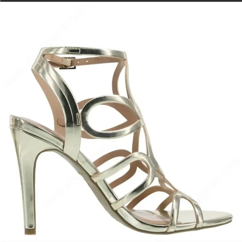 CHRISTIAN SIRIANO GOLD HIGH HEEL STILETTOS PUM SANDAL
